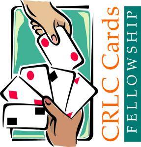 image of people playing cards with words on the side saying "CRLC Cards Fellowship"