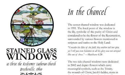 logo for the stained glass windows brochure
