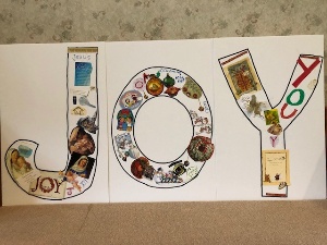 picture of the word "Joy" created during Sunday School